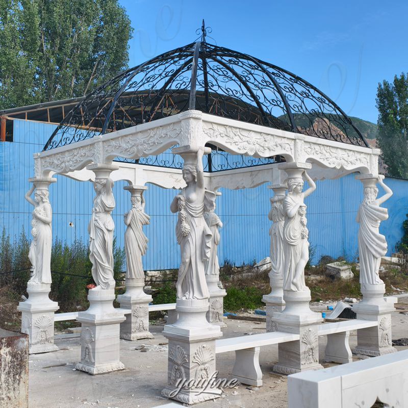 white stone garden gazebo