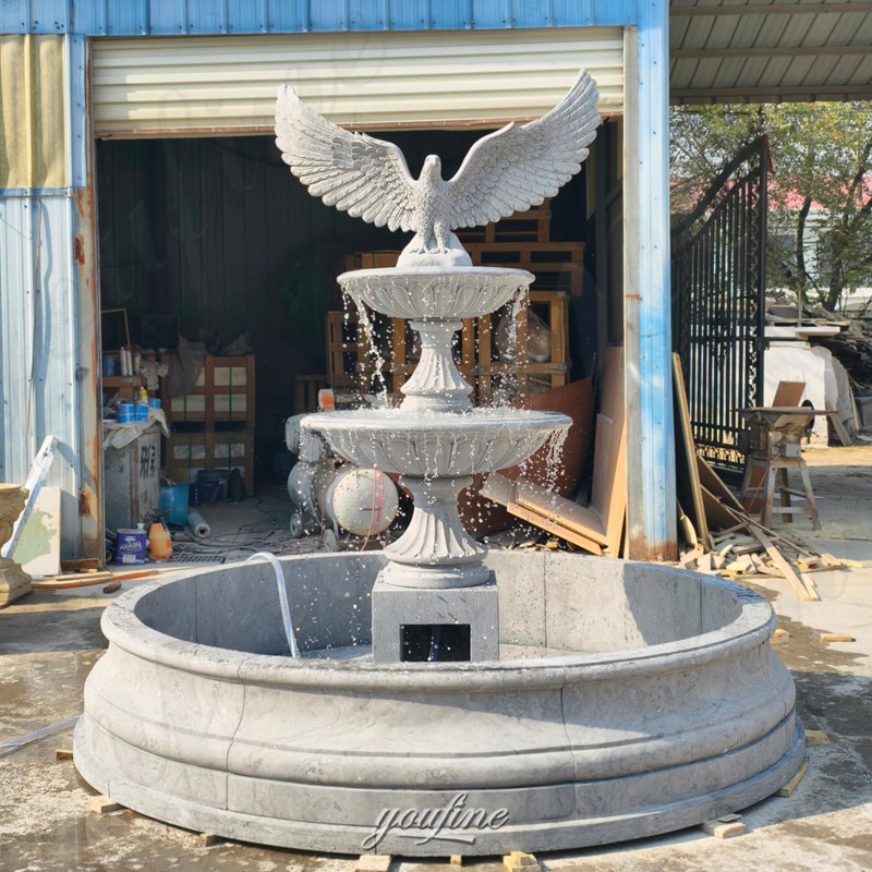 natural marble eagle water fountain