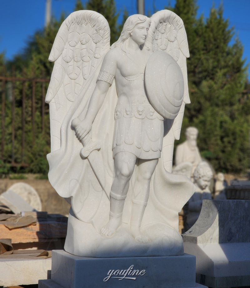 Descending St Michael statue