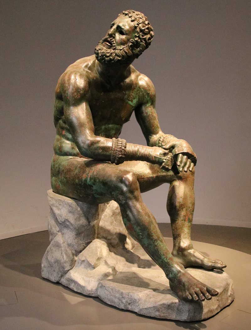 Bronze Boxer at Rest Sculpture