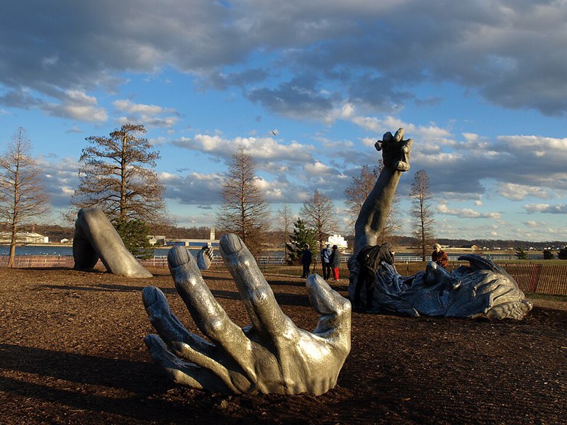 The Awakening (The Original) at its former location at Hains Point, Washington, D.C.