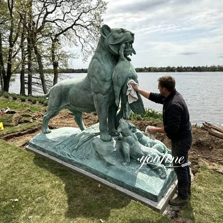 bronze lion statue cleaning