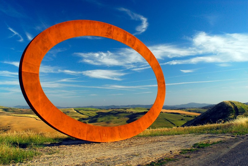 corten steel land art sculpture