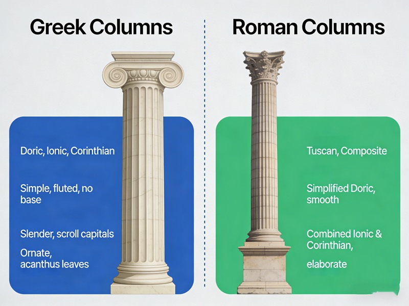 Roman Columns vs Greek Columns