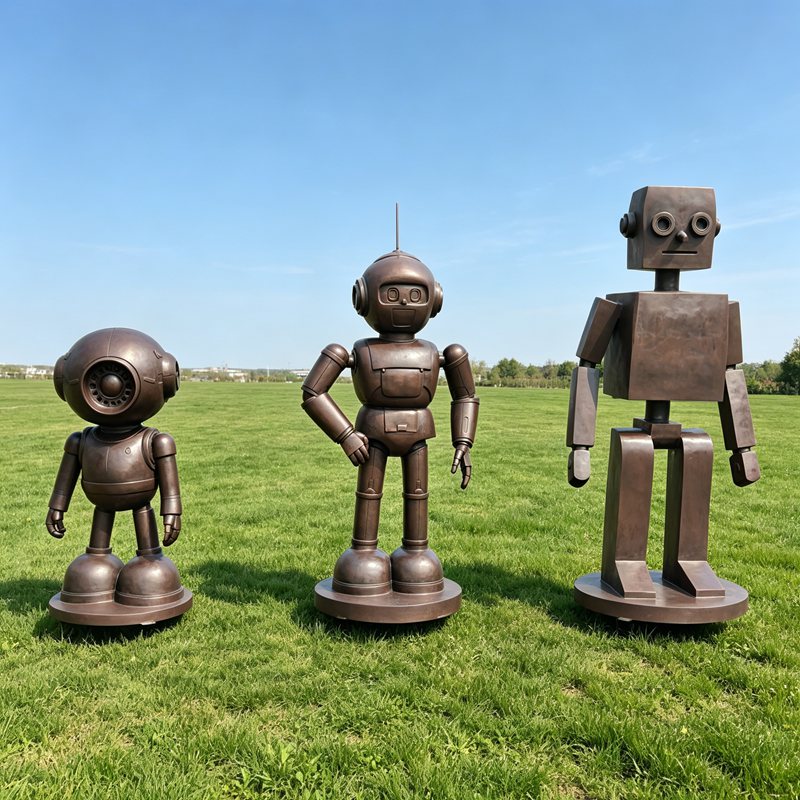 bronze robot sculpture for sale