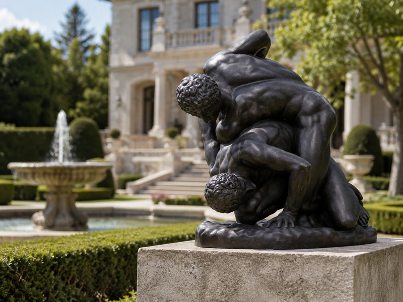 bronze wrestlers statue