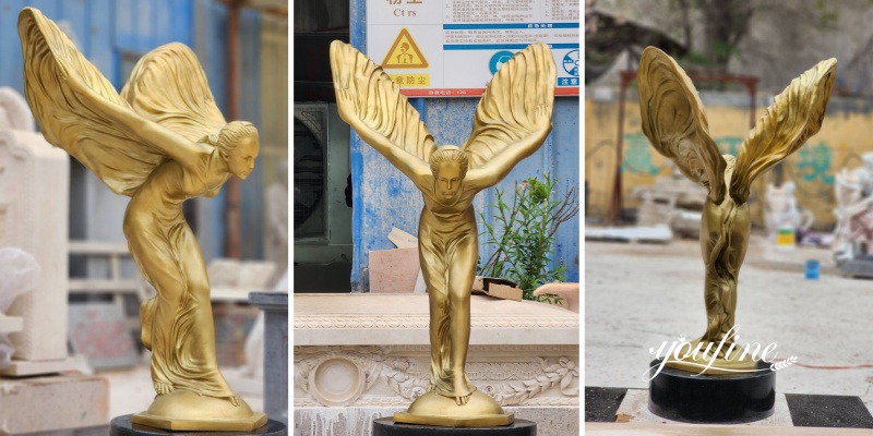 different angle of golden The Spirit of Ecstasy