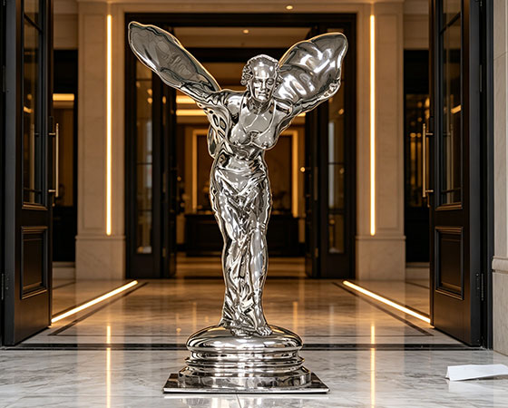 stainless steel spirit of ecstasy sculpture