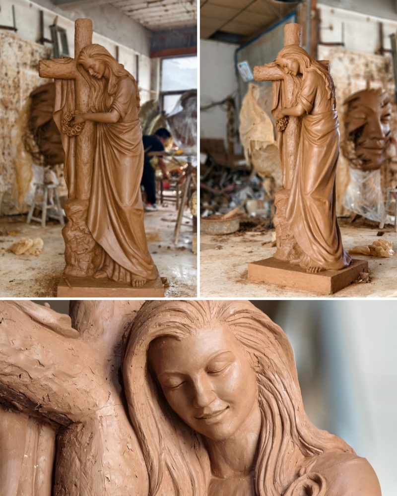 Athen's statue comforting cross clay model