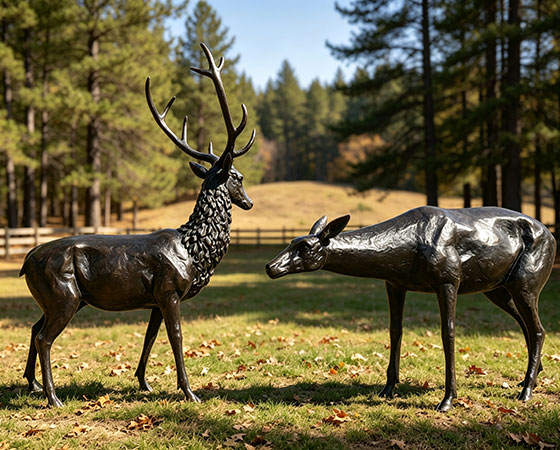 black deer statues for outside