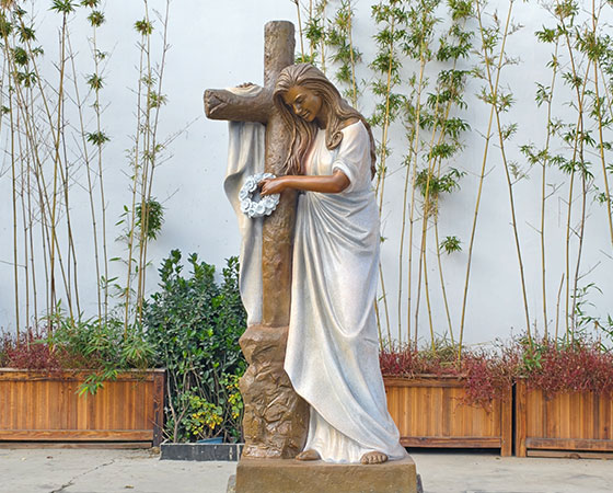 custom Athen's statue comforting cross