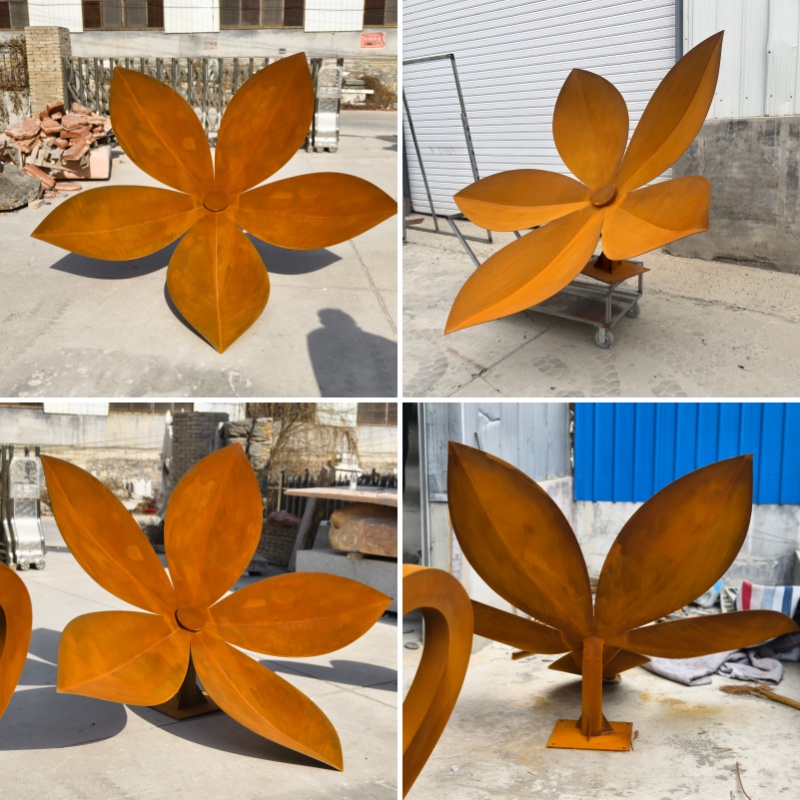 Different Angle of flower metal sculpture