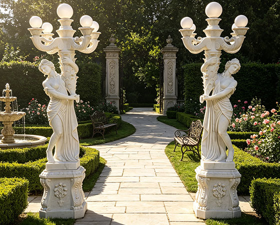 outdoor Greek statue lamps