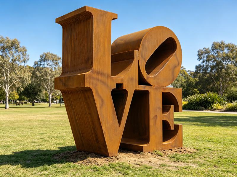 outdoor love letter sculpture
