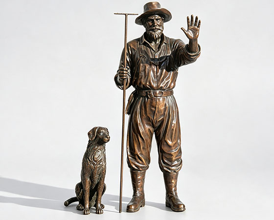 bronze farmer sculpture