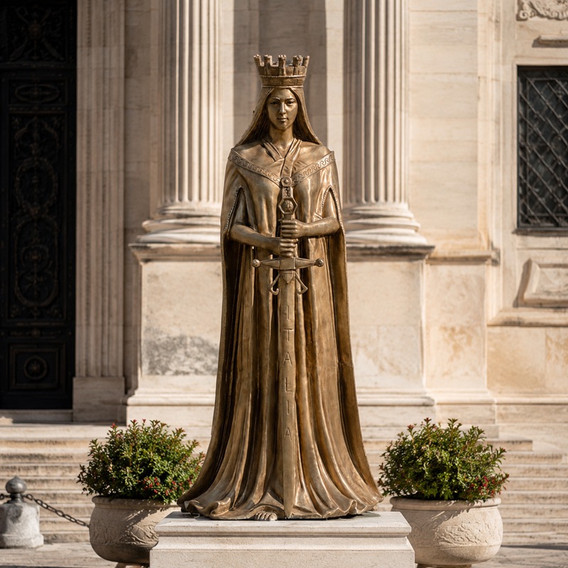bronze Italia Turrita statue