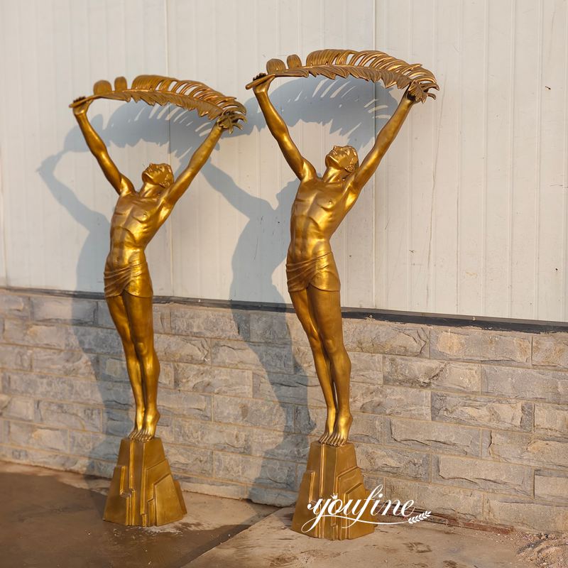 bronze sculpture athlete with palm leaf Victory