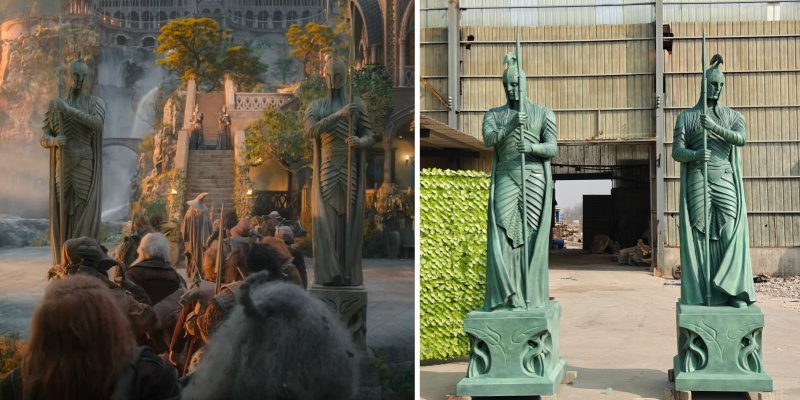Elven Warrior statue reference images and finished piece.