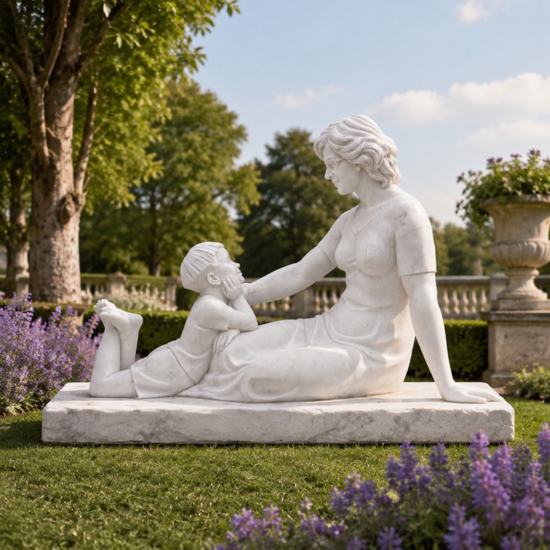 mother and son statue