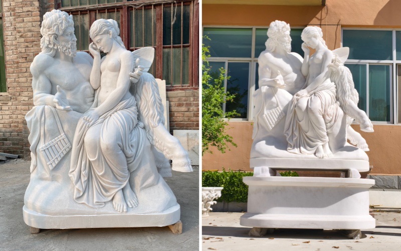 Pan comforting Psyche with base