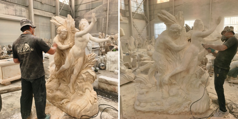 Pan pursuing Syrinx carving process