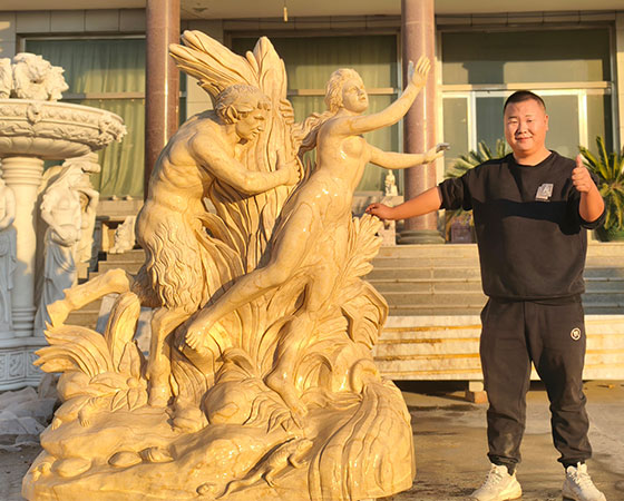 Pan pursuing Syrinx sculpture