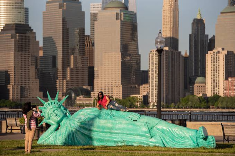statue of liberty lying down
