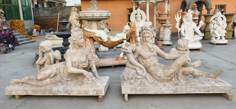 stone River God sculpture