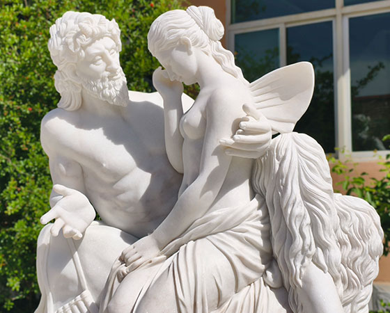 white Pan comforting Psyche sculpture