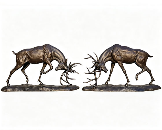 bronze fighting stag statue