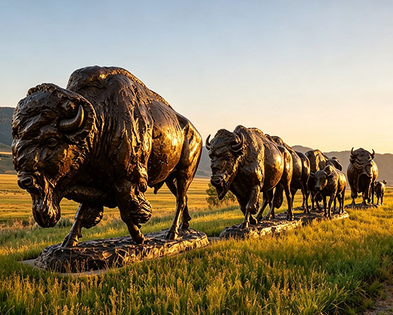 bronze life size bison statue for sale