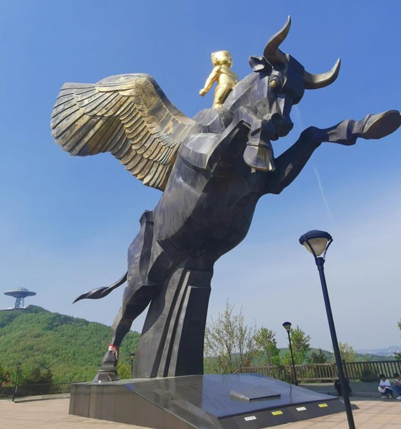 bronze winged bull sculpture