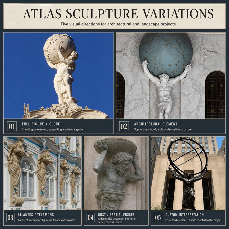different types of atlas statue