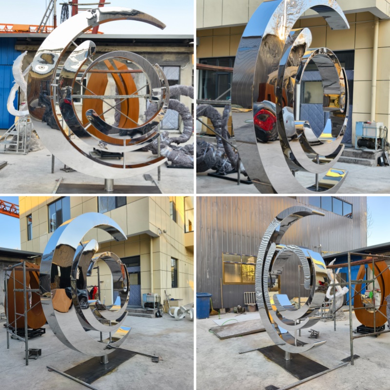 different view of crescent sculpture