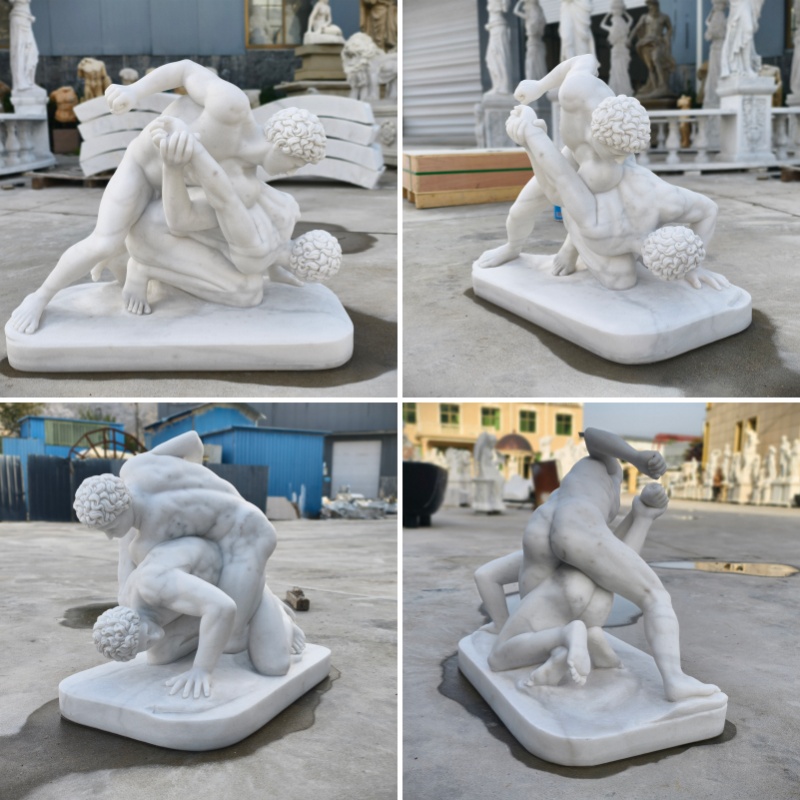 different view of greek wrestlers statue