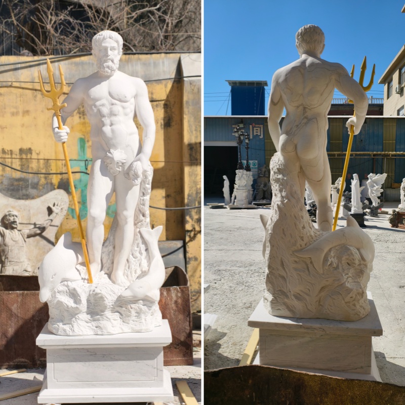 different view of Neptune god of the sea statue