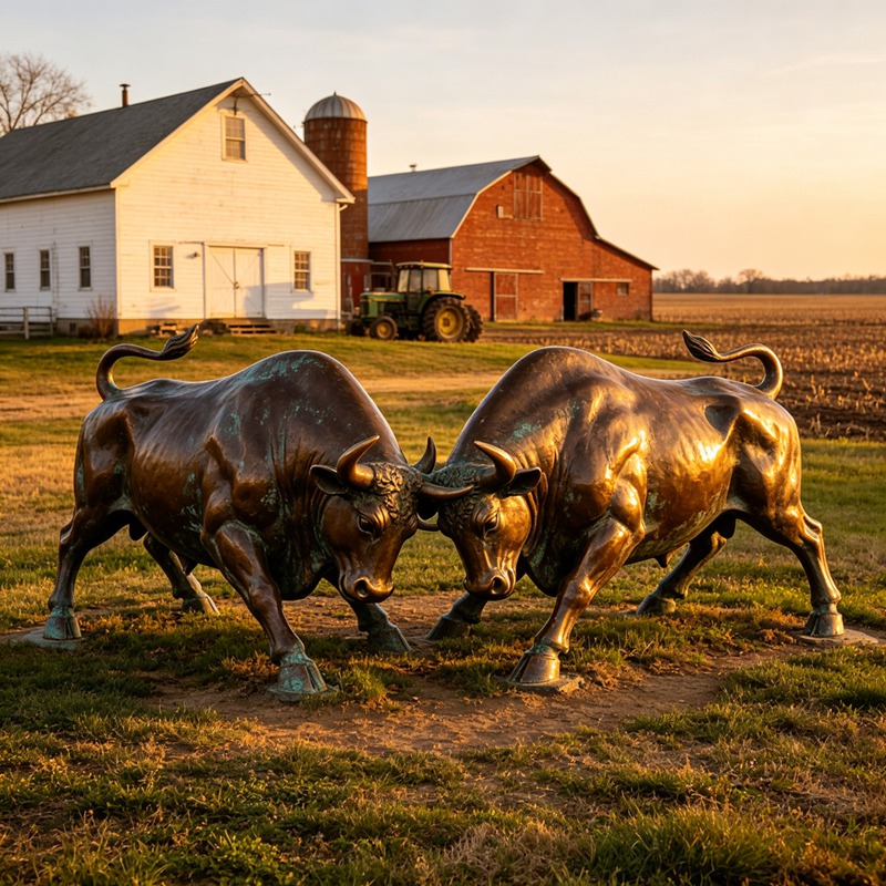fighting bull statues
