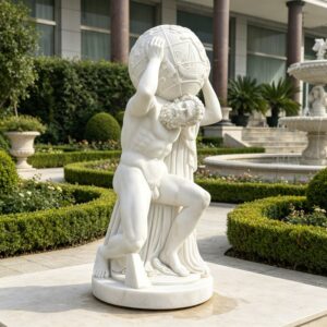 Hand Carved Marble Atlas Garden Statue