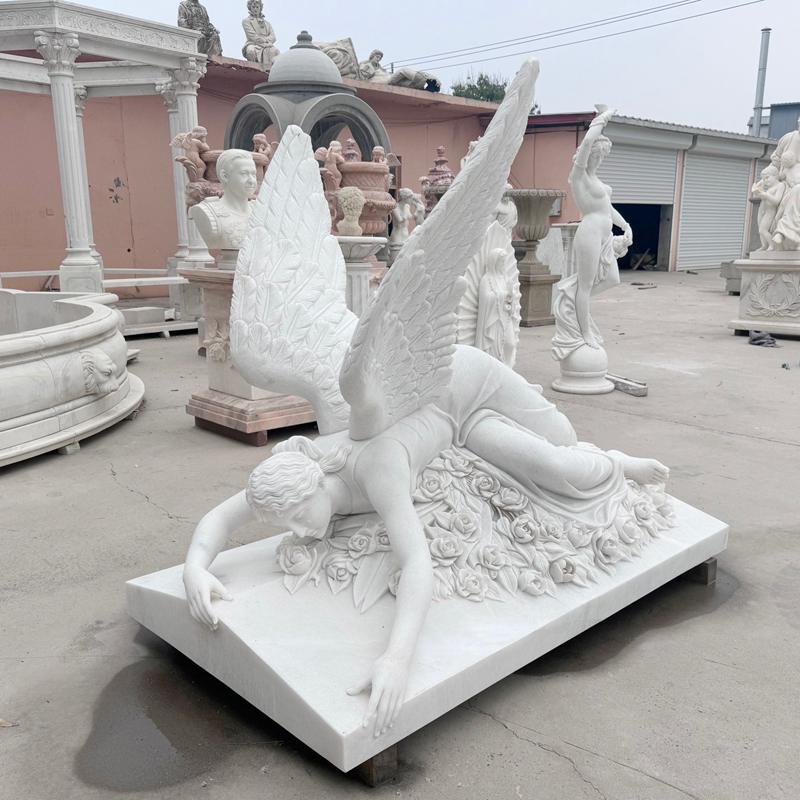 marble mourning angel statue