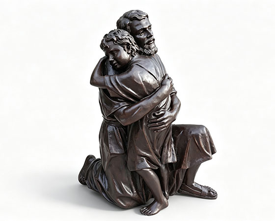 St. Joseph Embracing Child Jesus sculpture