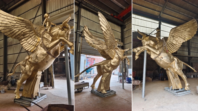 winged bull sculpture after polishing