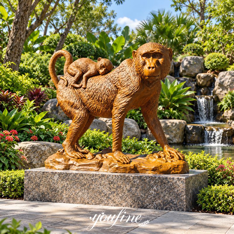 bronze monkey garden statue