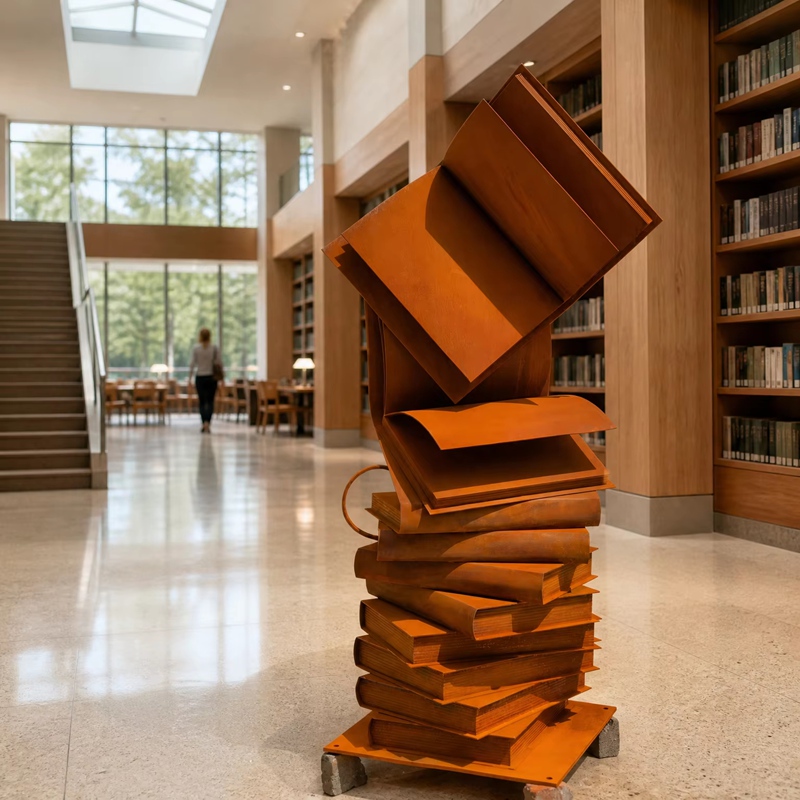 corten steel cook sculpture