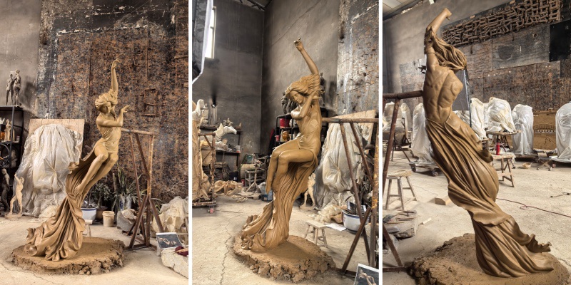dancing woman statue clay model