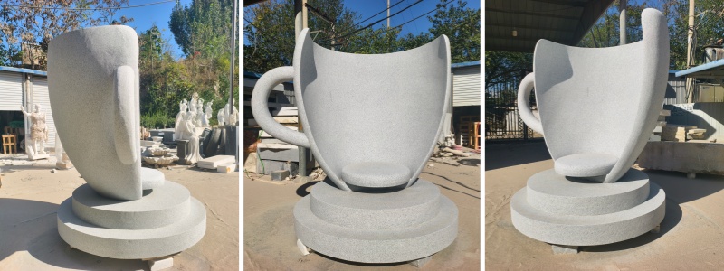 different view of Granite coffee cup shaped chair