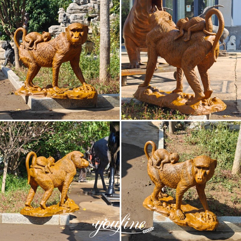 different view of monkey garden statue
