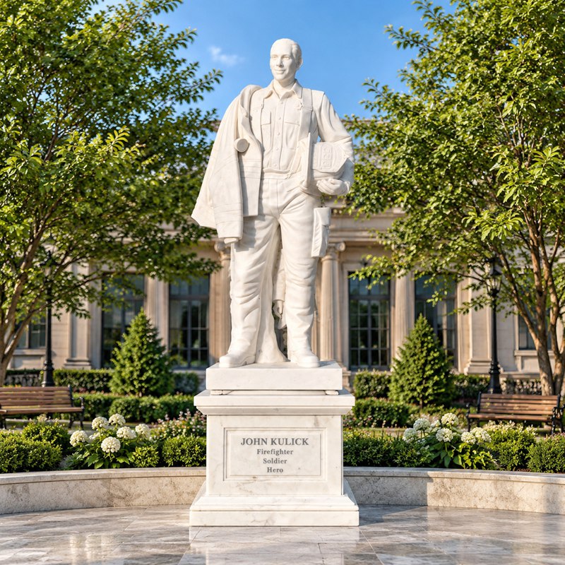 life size firefighter statue