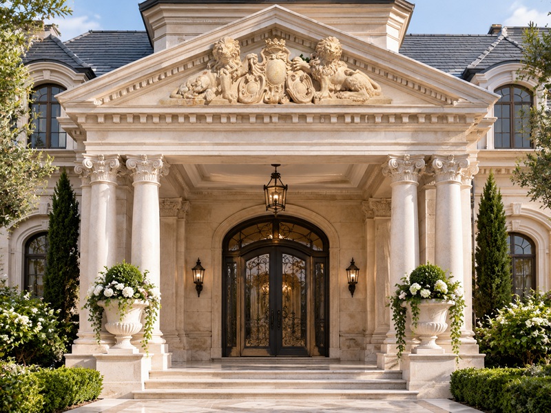 luxury marble lion pediment relief