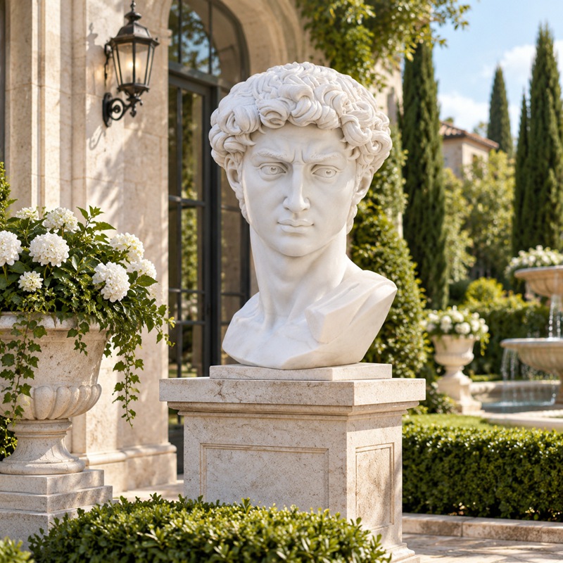 marble David bust sculpture