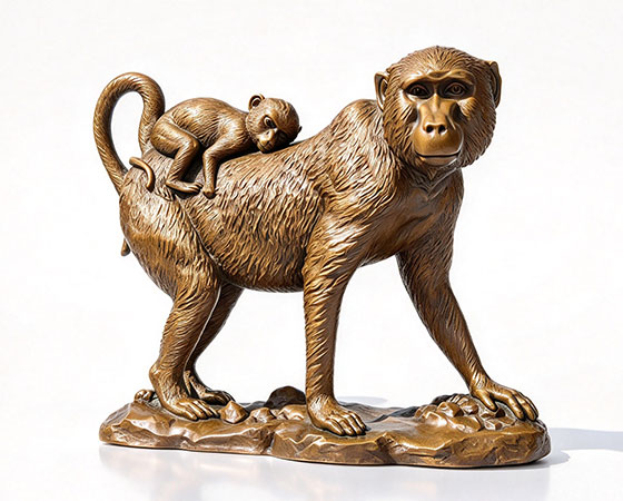mom and child monkey garden statue